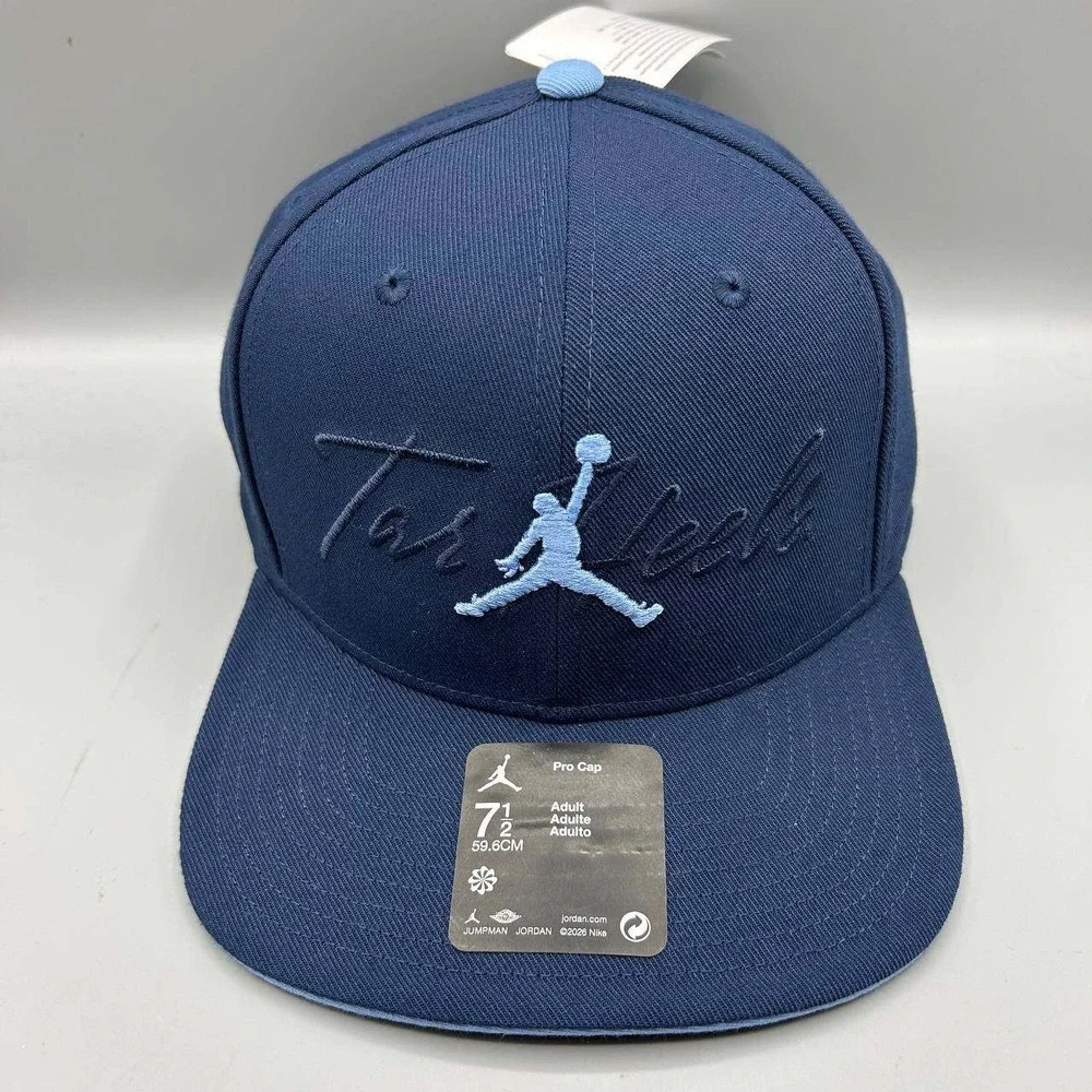 Air Jordan Pro North Carolina Tar Heels Dri-Fit Hat Men 7 1/2 Jumpman Fitted New